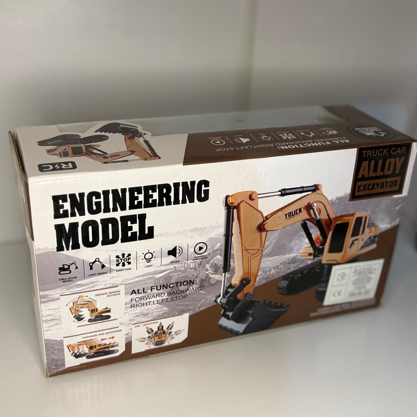 Excavadora de Juguete a Control Remoto 1:24 con Luz y Sonido – Camión Construcción.