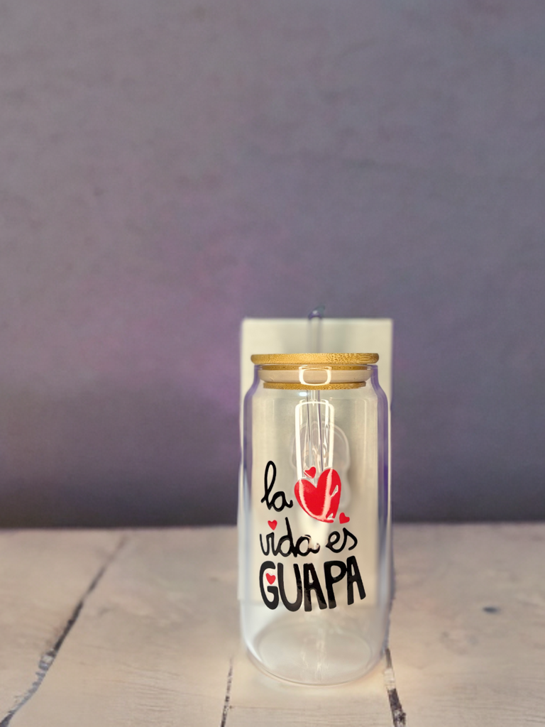 Vaso con tapa de bambú