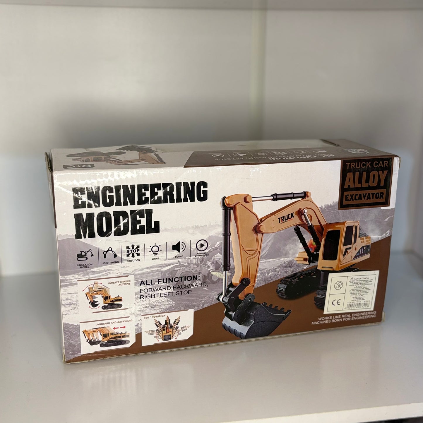 Excavadora de Juguete a Control Remoto 1:24 con Luz y Sonido – Camión Construcción.