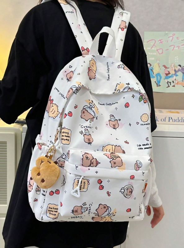 Mochila Capibara Blanca + Llavero