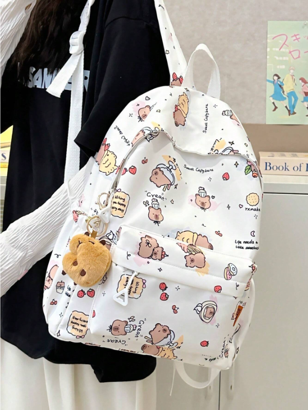 Mochila Capibara Blanca + Llavero