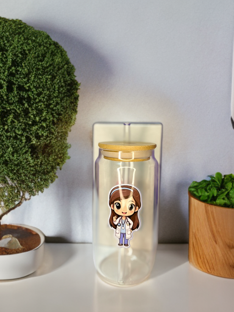 Vaso con tapa de bambú