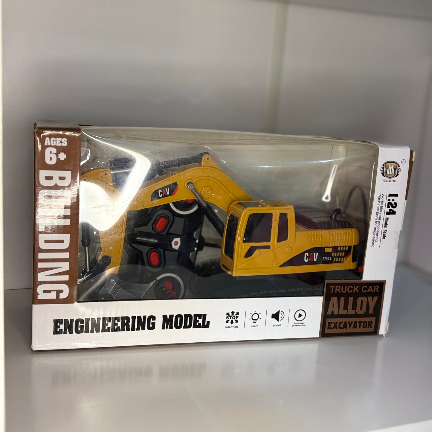 Excavadora de Juguete a Control Remoto 1:24 con Luz y Sonido – Camión Construcción.