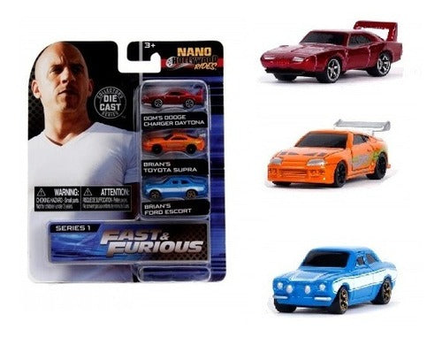 Paquete de 3 Rápidos y Furiosos, Nano Hollywood Rides, 4 cm, Jada