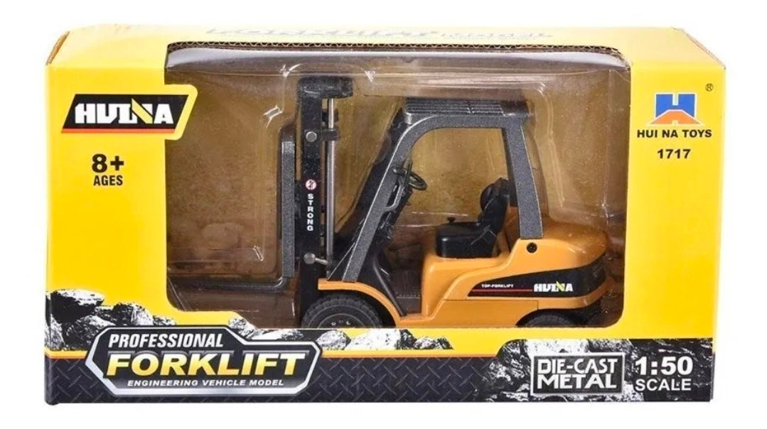 Montacargas de Juguete a Escala 1:50 de Metal HUINA – Forklift Die-Cast Realista para Niños y Coleccionistas