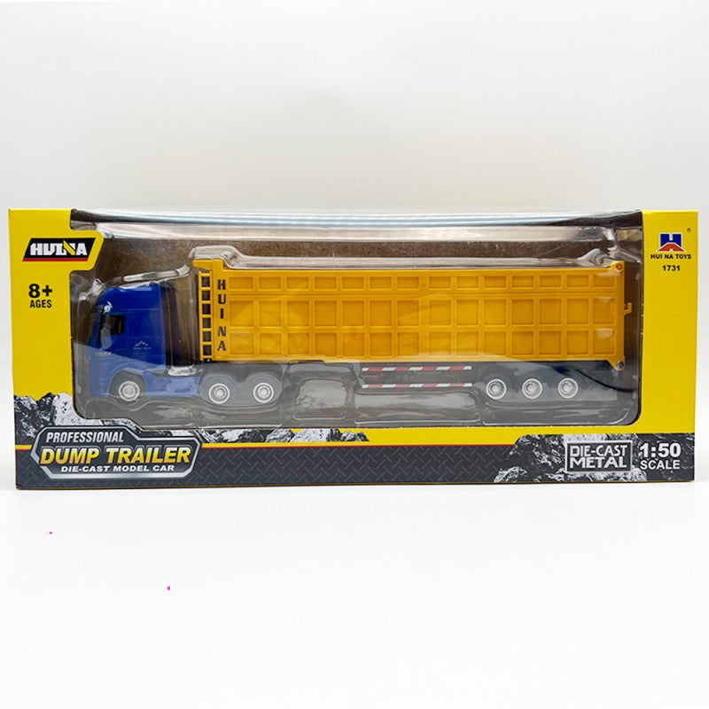Camión Tolva con Remolque a Escala 1:50 de Metal HUINA – Trailer Volcador Die-Cast para Niños y Coleccionistas