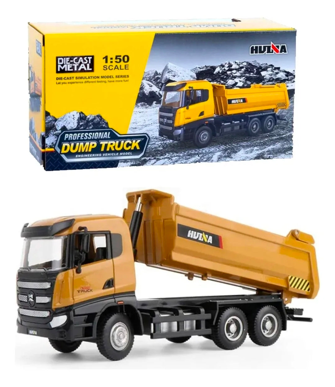 Camión Tolva a Escala 1:50 de Metal – Juguete Tipo Dump Truck Profesional HUINA para Niños y Coleccionistas