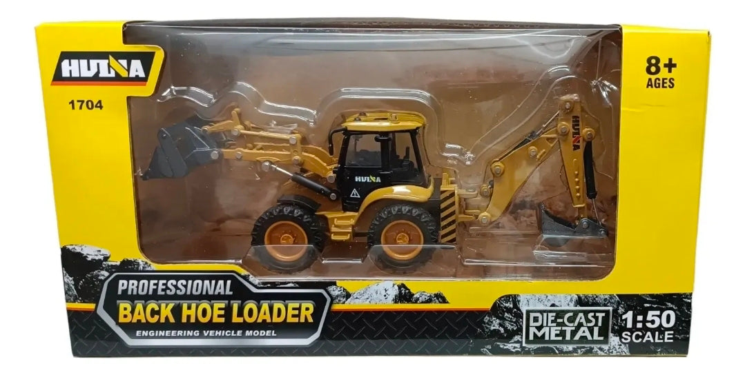 Retroexcavadora a Escala 1:50 Huina Die-Cast Metal – Maquinaria de Construcción Coleccionable.