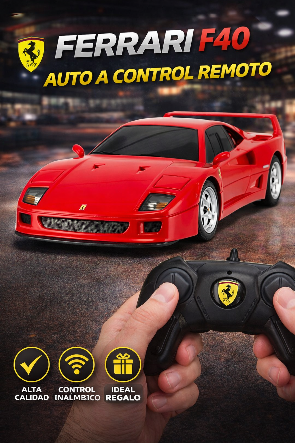 Auto a Control Remoto Ferrari F40 Rojo – Coche RC Deportivo con Control Inalámbrico.
