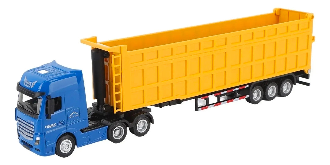 Camión Tolva con Remolque a Escala 1:50 de Metal HUINA – Trailer Volcador Die-Cast para Niños y Coleccionistas