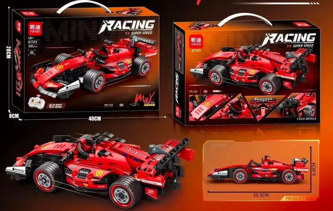 Auto de Carreras RC Inspirado en  Ferrari tipo lego para Armar 315 Piezas – Control Remoto 2.4GHz Racing Super Speed