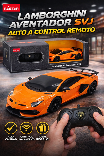 Auto a Control Remoto Lamborghini Aventador SVJ Rastar Naranja – Coche RC Deportivo con Control Inalámbrico